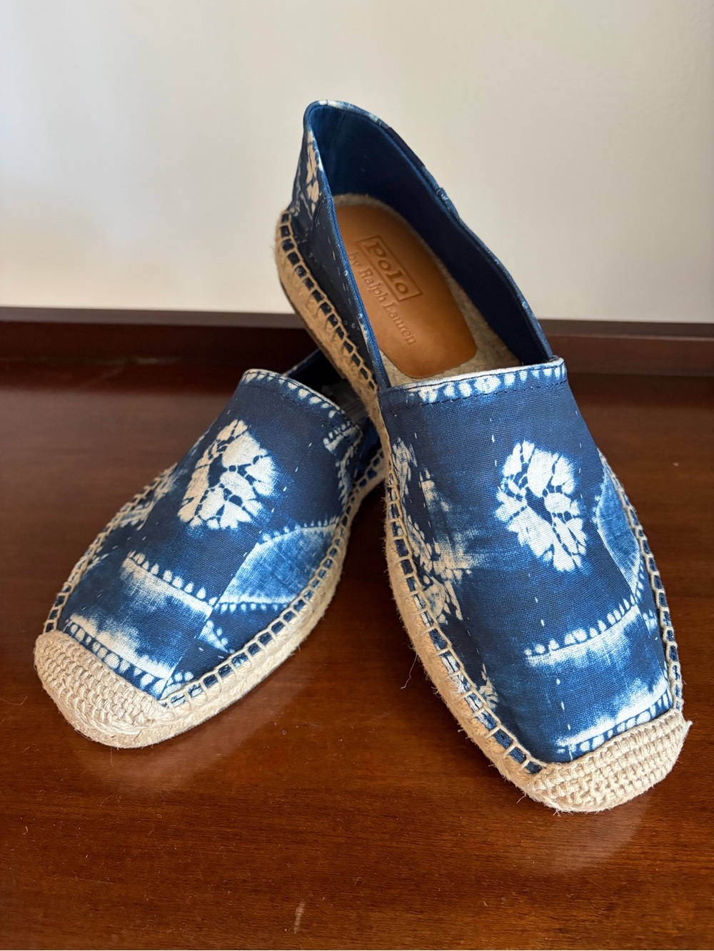 Polo Ralph Lauren Unisex Blue White Canvas Espadrilles Size M7 W8.5